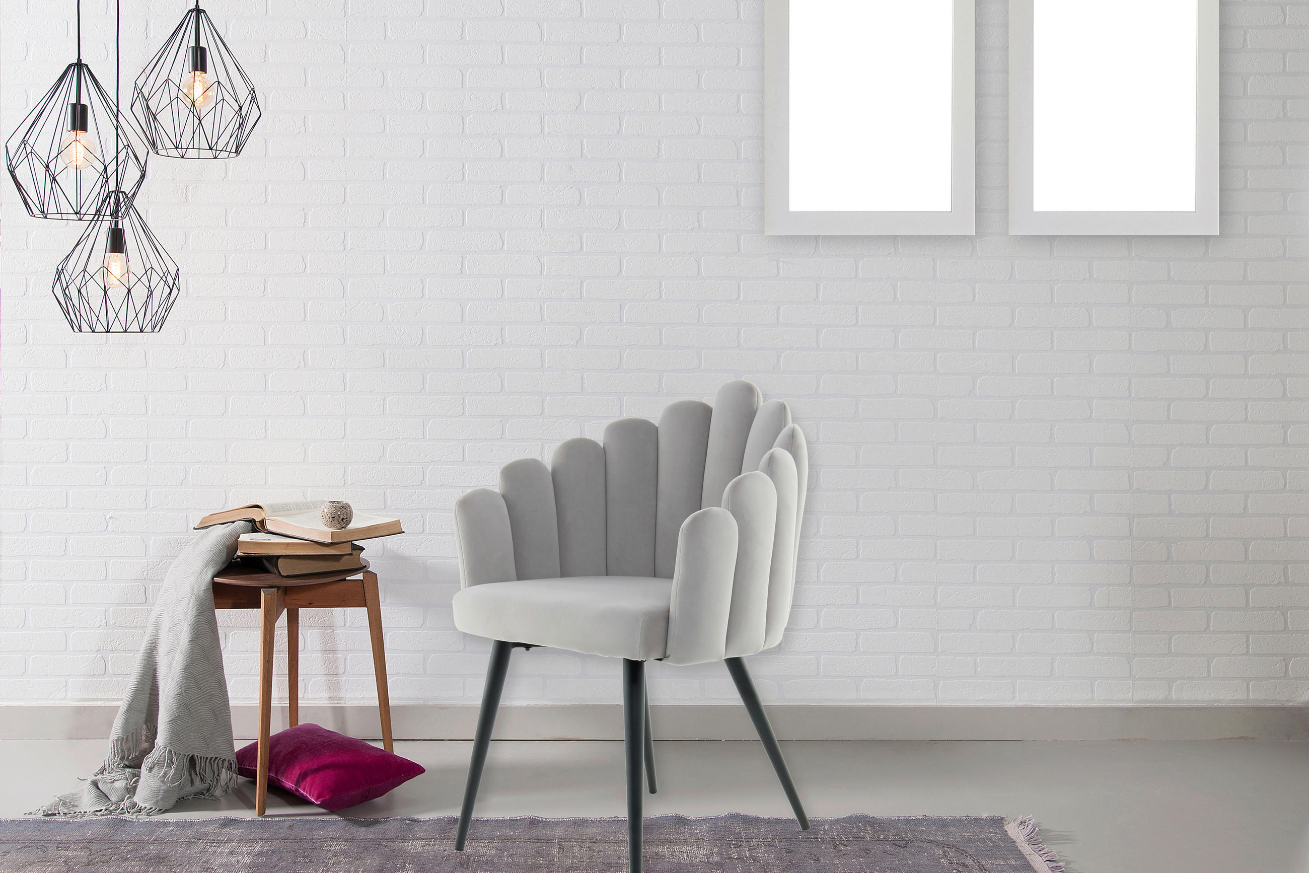ŽIDLE S PODRUČKAMI, samet, šedá - šedá/černá, Moderní, kov/textil (61/85/58cm) - MID.YOU