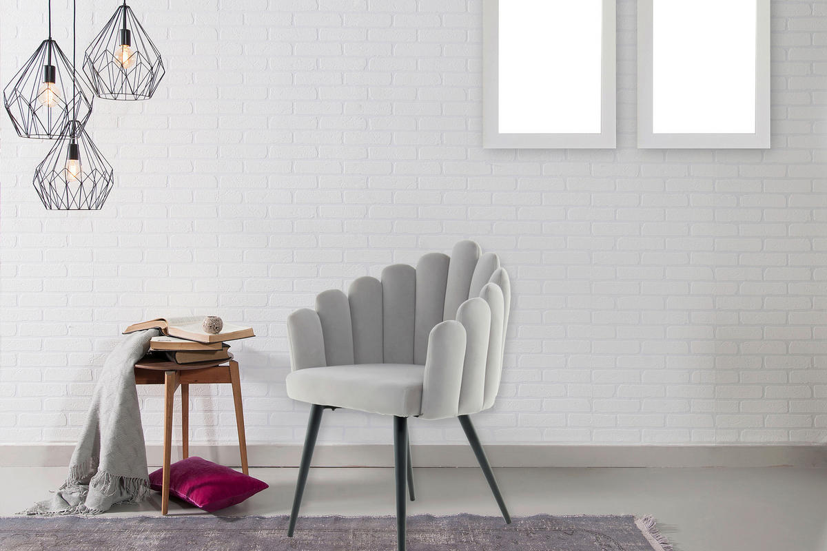 STOLIČKA S PODRÚČKAMI, zamat, sivá - čierna/sivá, Modern, kov/textil (61/85/58cm) - MID.YOU