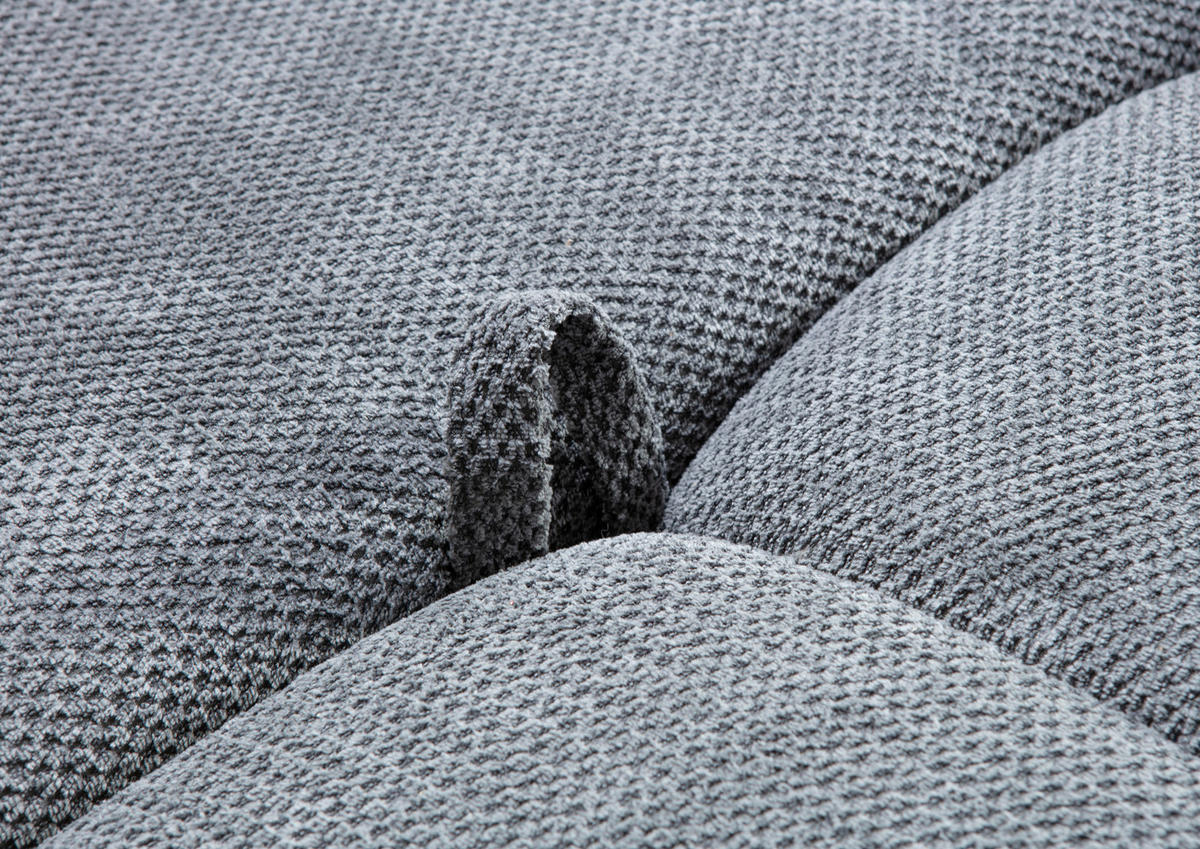 ECKSOFA Grau Plüsch Zierkissen, Rückenkissen, Bettkasten, Schlaffunktion, Rücken echt, Liegefläche im Originalstoff  - Schwarz/Grau, KONVENTIONELL, Kunststoff/Textil (253/192cm) - Carryhome