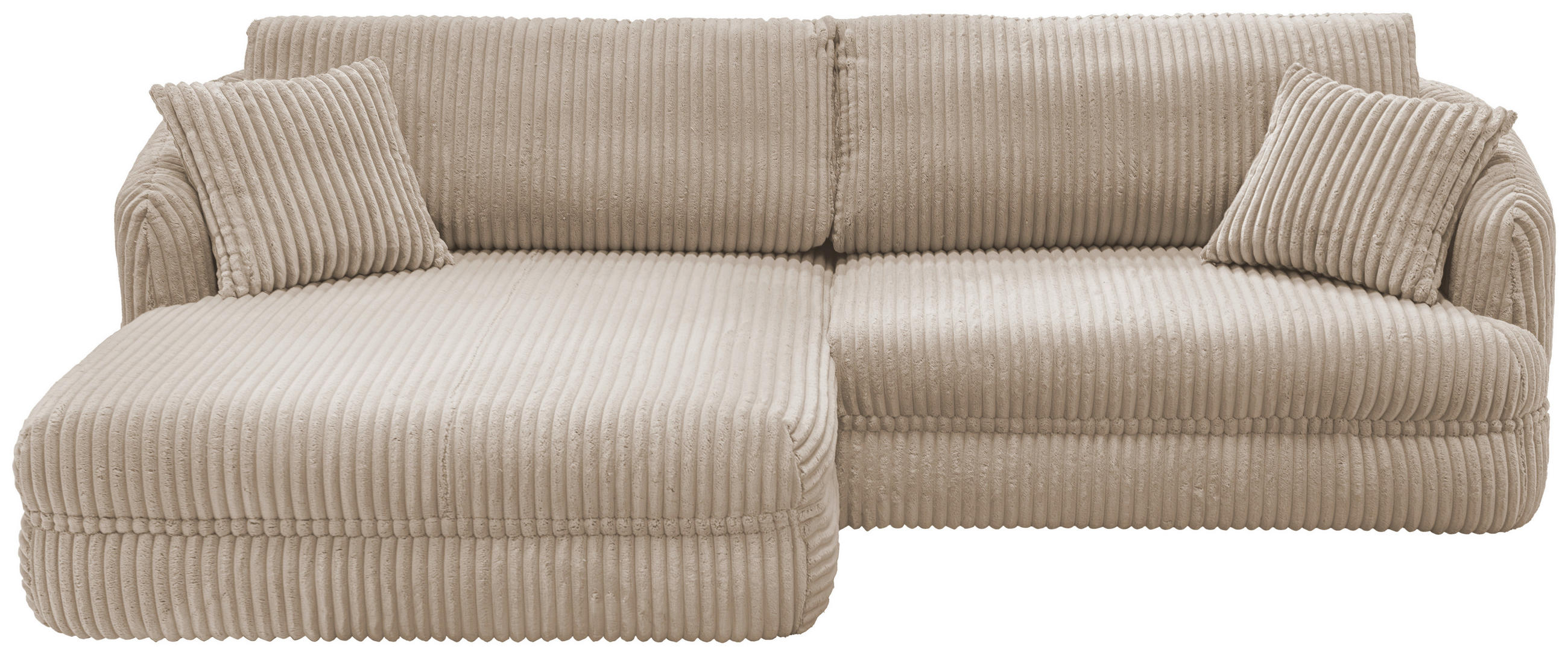 ECKSOFA in Cord Sandfarben  - Sandfarben/Schwarz, Design, Kunststoff/Textil (161/284cm) - Livetastic