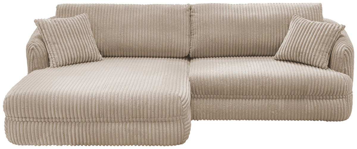 ECKSOFA in Cord Sandfarben  - Sandfarben/Schwarz, Design, Kunststoff/Textil (161/284cm) - Livetastic