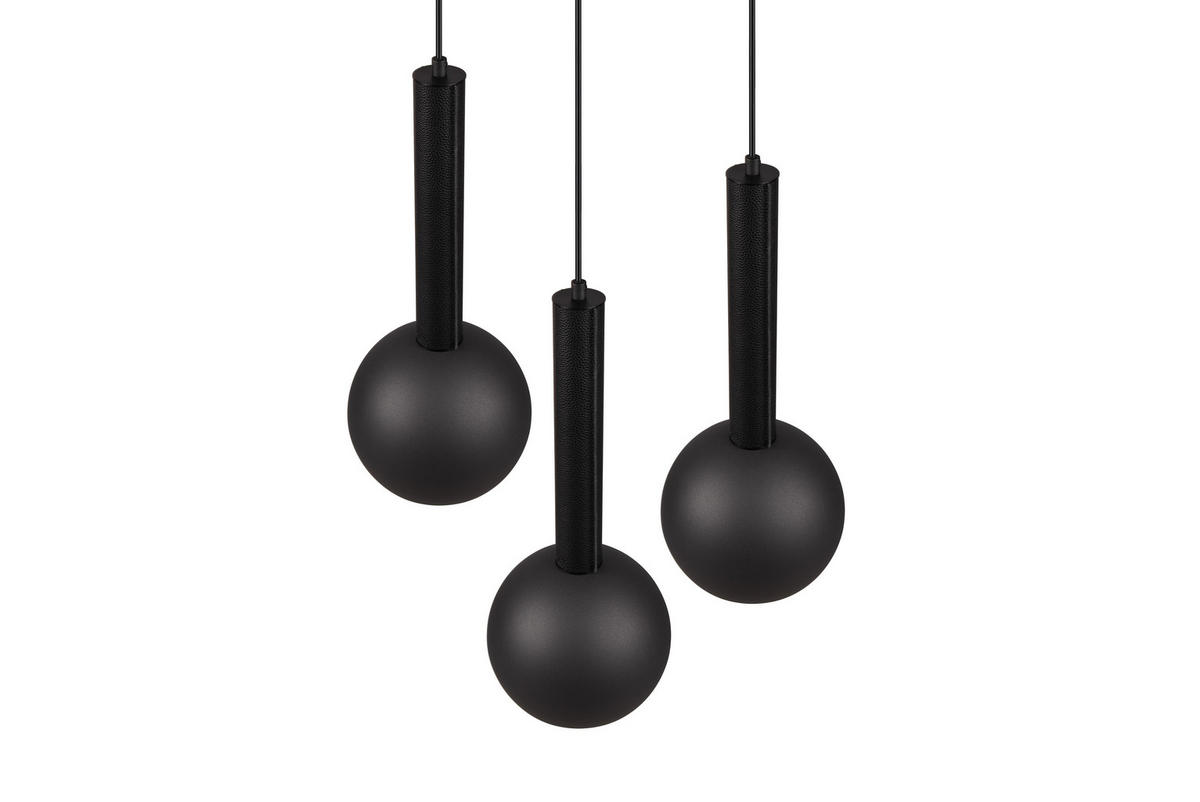 HÄNGELEUCHTE 52/200 cm  - Schwarz, Design, Leder/Metall (52/200cm) - Cinque