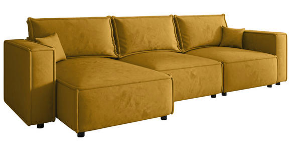 ECKSOFA Senfgelb Webstoff Zierkissen, Rückenkissen, Rücken echt  - Senfgelb/Schwarz, MODERN, Kunststoff/Textil (153/350cm) - Xora