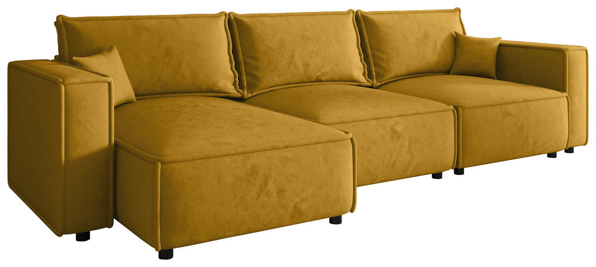 ECKSOFA Senfgelb Webstoff Zierkissen, Rückenkissen, Rücken echt  - Senfgelb/Schwarz, MODERN, Kunststoff/Textil (153/350cm) - Xora