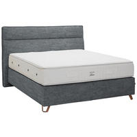 BOXSPRINGBETT 200/200 cm  in Dunkelgrau  - Dunkelgrau/Kupferfarben, Konventionell, Textil/Metall (200/200cm) - Ambiente