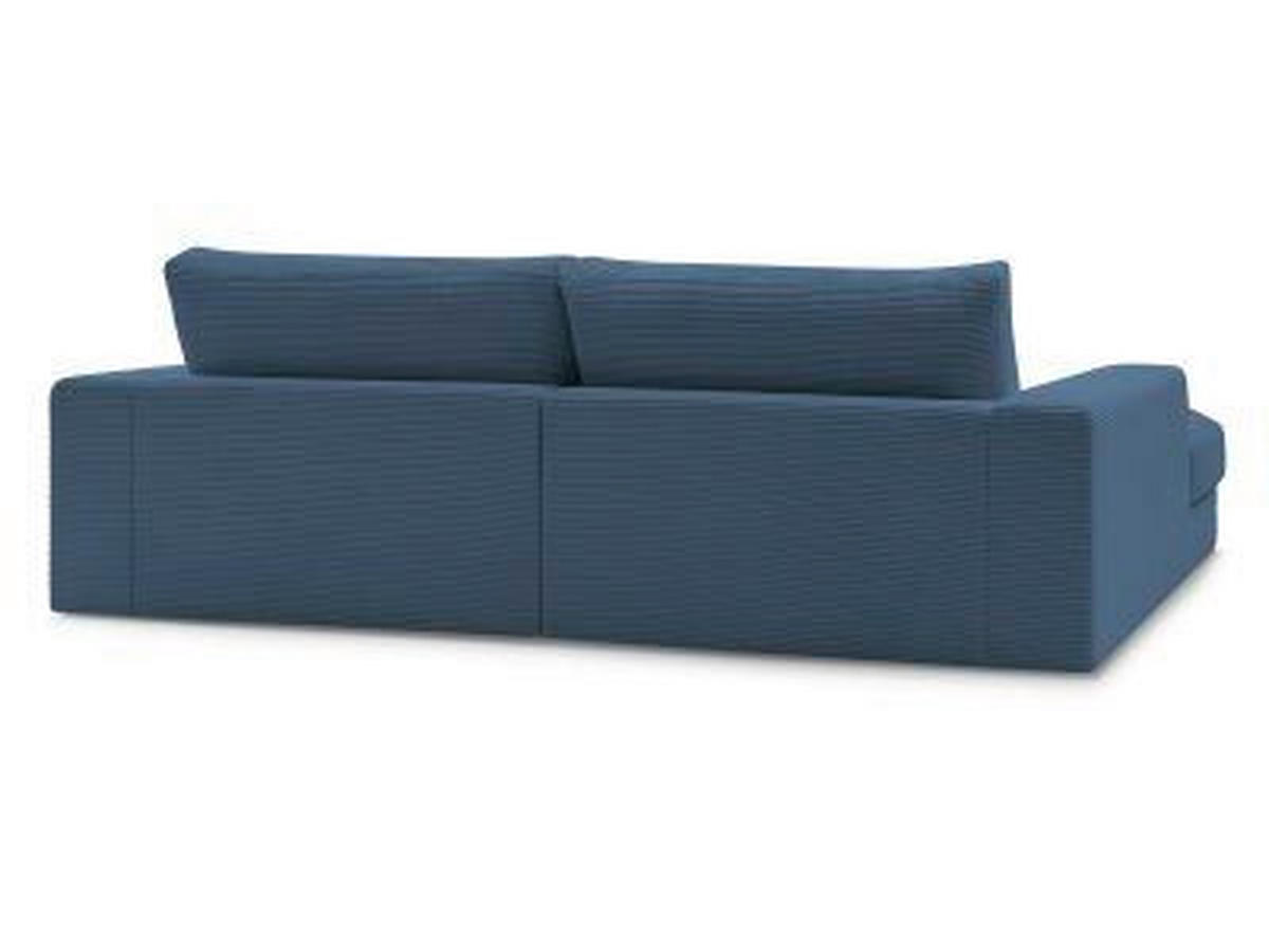 ECKSOFA  LEONARD Dunkelblau Cord  - Schwarz/Dunkelblau, MODERN, Kunststoff/Textil (274/159cm)