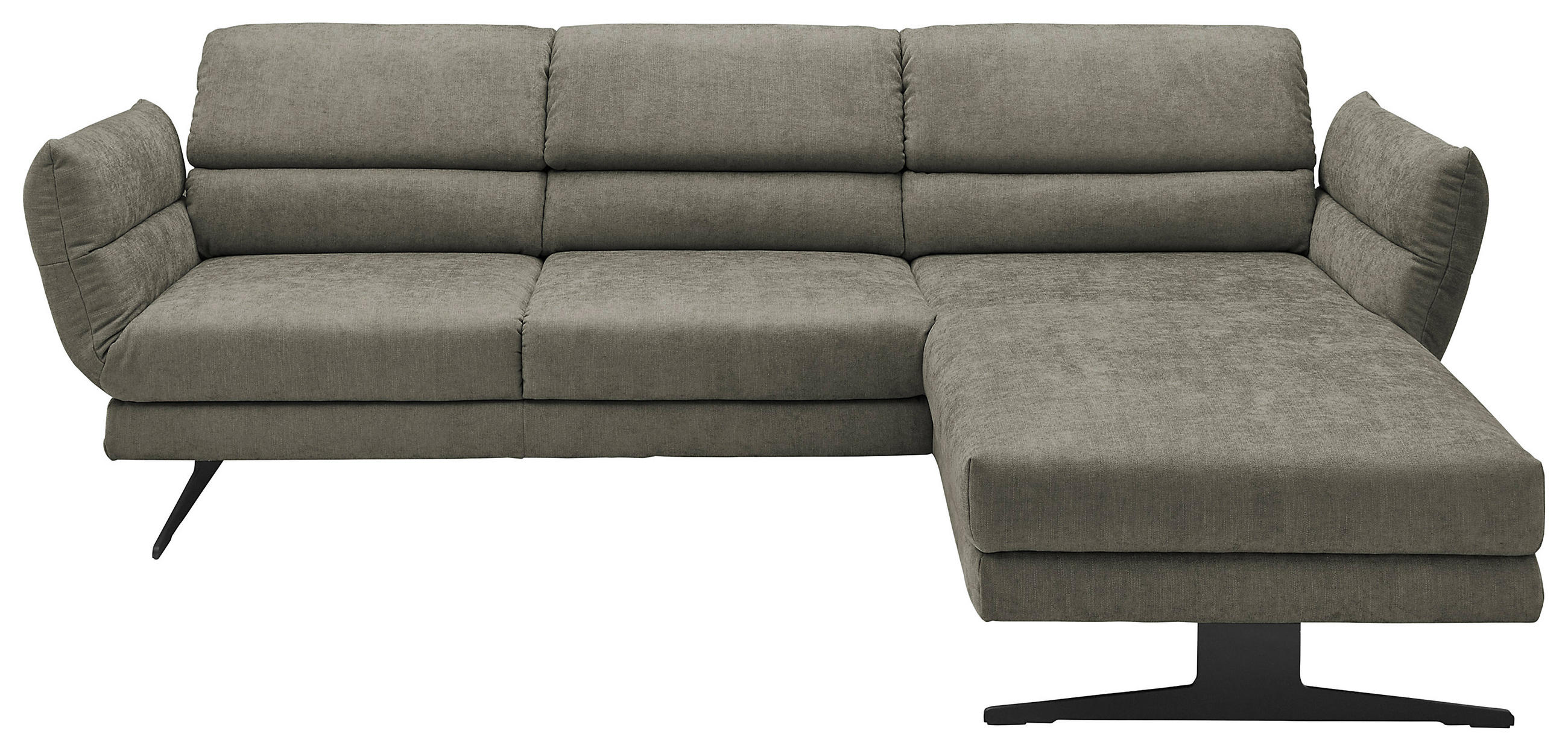 ECKSOFA in Flachgewebe Grün  279-327/176-217 cm  - Schwarz/Grün, Design, Textil/Metall (279-327/176-217cm) - Dieter Knoll