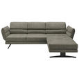 ECKSOFA in Flachgewebe Grün  279-327/176-217 cm  - Schwarz/Grün, Design, Textil/Metall (279-327/176-217cm) - Dieter Knoll