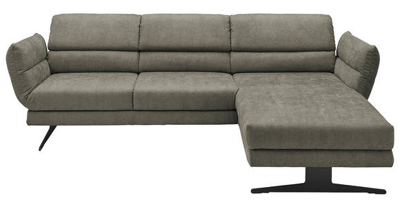 ECKSOFA in Flachgewebe Grün  279-327/176-217 cm  - Schwarz/Grün, Design, Textil/Metall (279-327/176-217cm) - Dieter Knoll