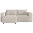 ECKSOFA Creme Cord Zierkissen, Rückenkissen, Schlaffunktion, Rücken echt  - Creme/Schwarz, MODERN, Kunststoff/Textil (153/250cm) - Xora