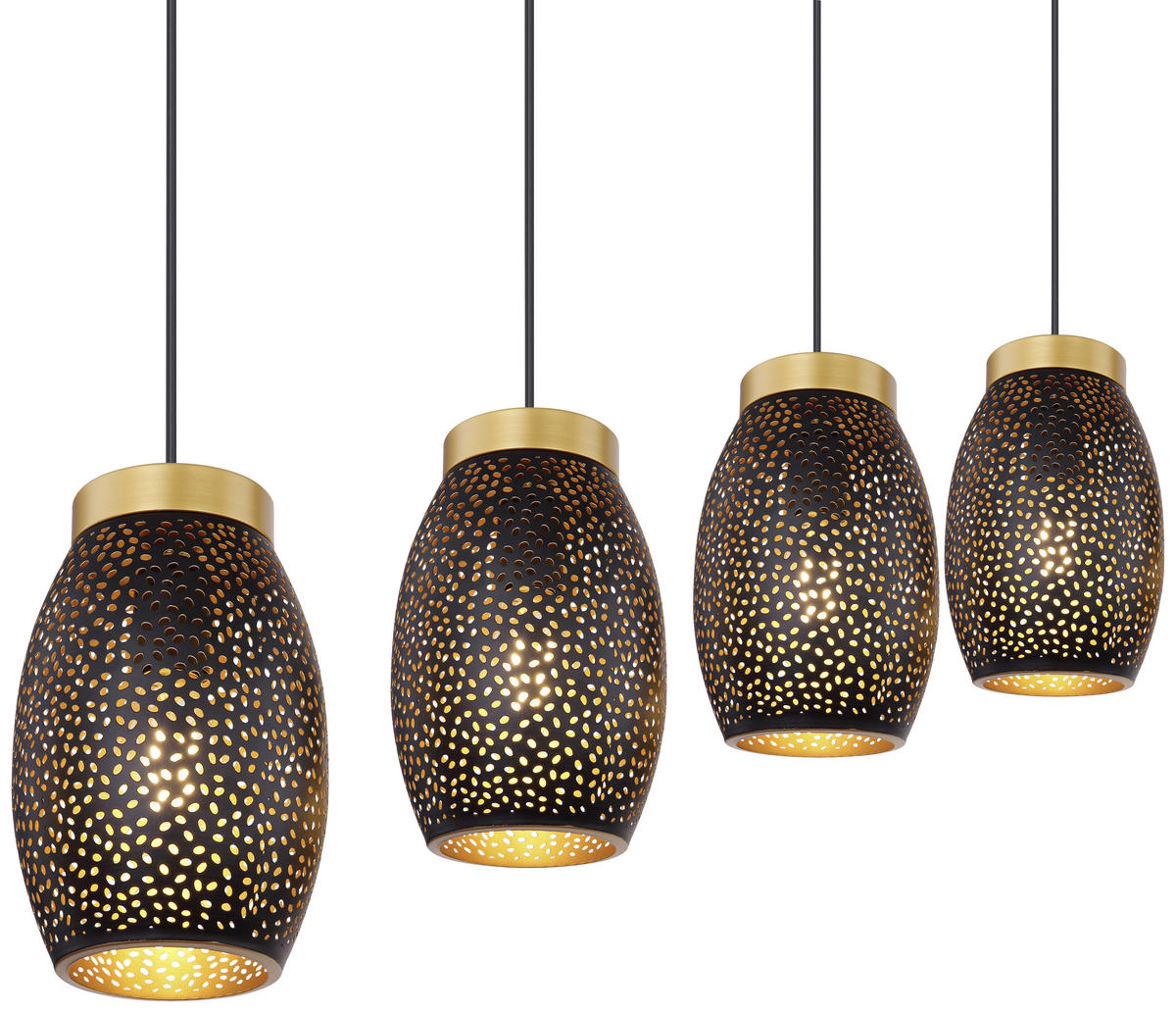 HÄNGELEUCHTE Narri 90/15/120 cm   - Goldfarben/Schwarz, Basics, Metall (90/15/120cm) - Globo
