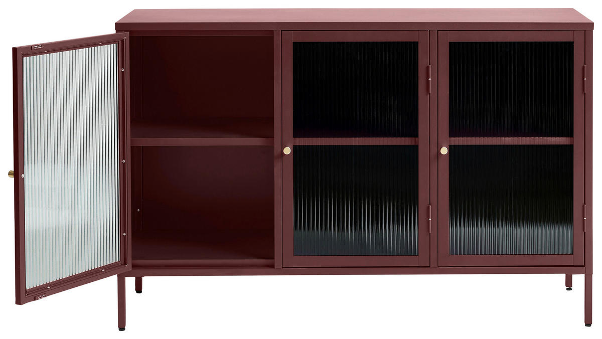SIDEBOARD Goldfarben, Weinrot  132/85/40 cm  - Weinrot/Goldfarben, Design, Glas/Metall (132/85/40cm) - Lomoco