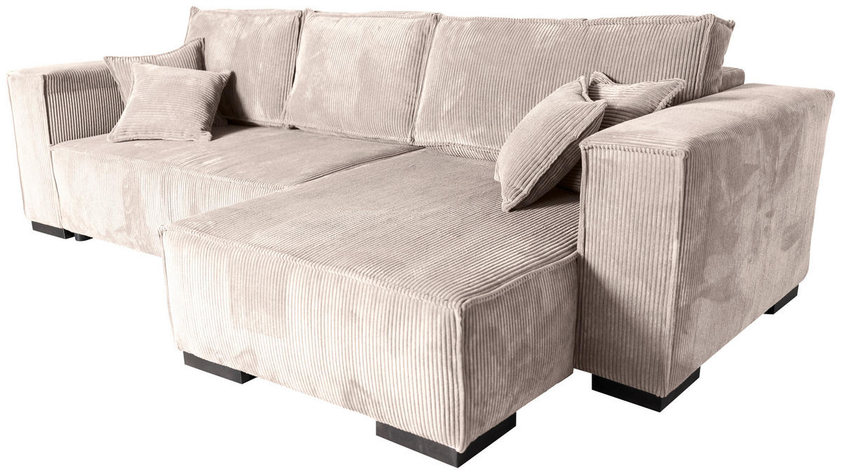 ECKSOFA Rosa Cord  - Braun/Rosa, KONVENTIONELL, Holz/Textil (230/190cm) - Carryhome