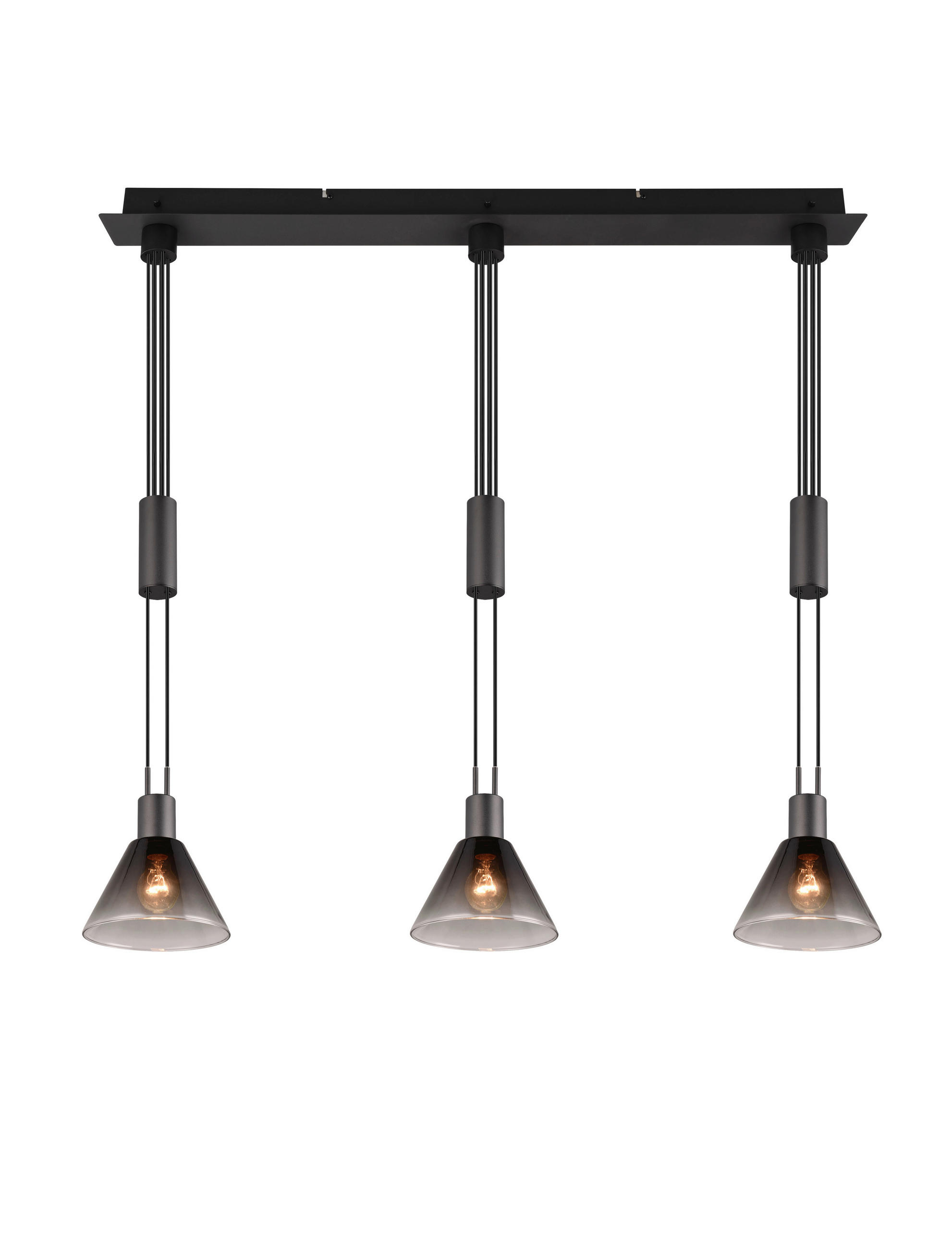 HÄNGLAMPA Stanley 95/19/160 cm  - grå/svart, Design, metall/glas (95/19/160cm) - Trio Leuchten
