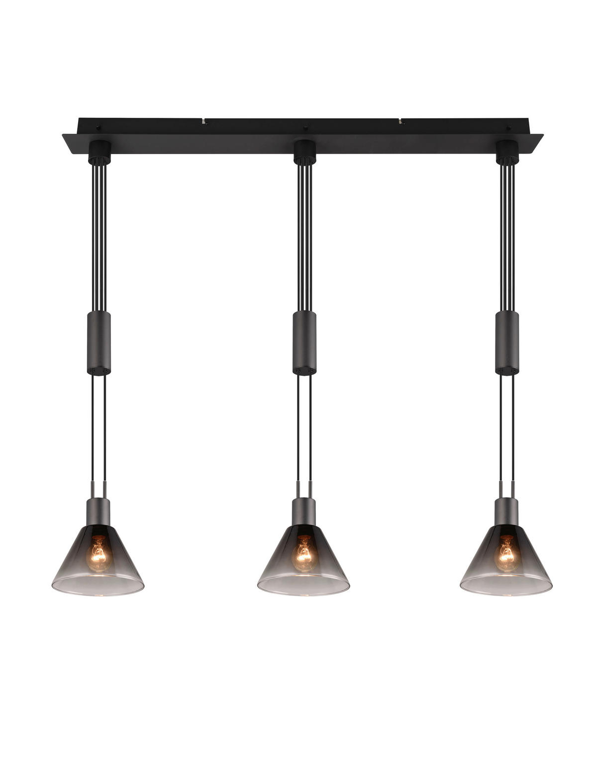 HÄNGLAMPA Stanley 95/19/160 cm  - grå/svart, Design, metall/glas (95/19/160cm) - Trio Leuchten