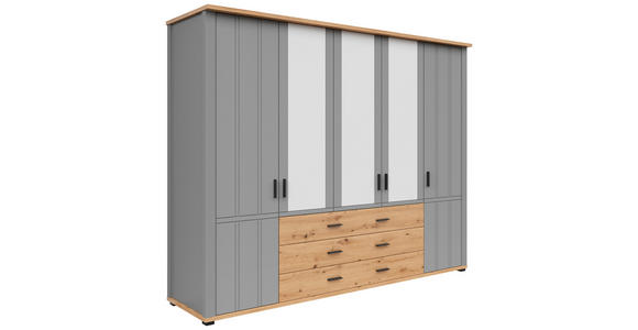 KLEIDERSCHRANK 267/206/65 cm 5-türig  - Graphitfarben/Eiche Artisan, KONVENTIONELL, Glas/Holzwerkstoff (267/206/65cm) - Hom`in