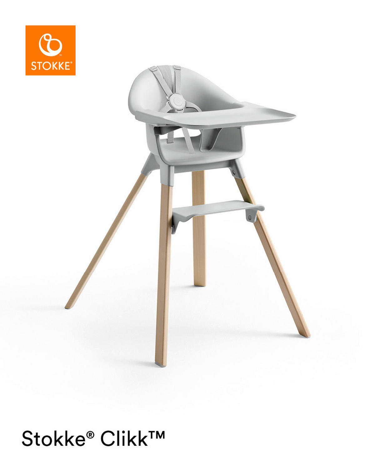 STOLČEK ZA HRANJENJE  Clikk  56/69/59 cm         barve bukve, svetlo siva  - barve bukve/svetlo siva, Basics, umetna masa/les (56/69/59cm) - Stokke