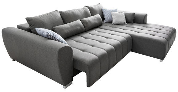 ECKSOFA in Webstoff Schwarz  - Silberfarben/Schwarz, MODERN, Kunststoff/Textil (304/218cm) - Carryhome