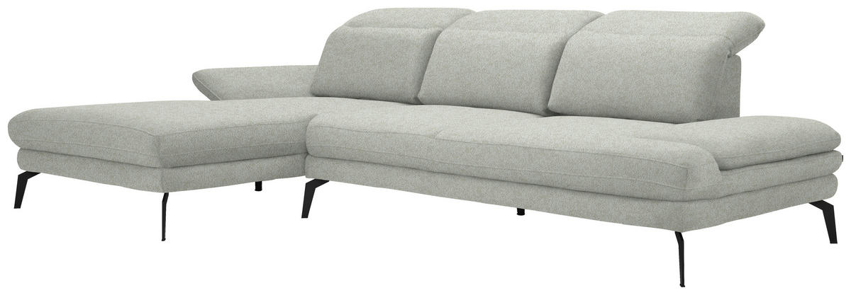 ECKSOFA in Webstoff Creme  - Creme/Schwarz, Design, Textil/Metall (180/289cm) - Stylife