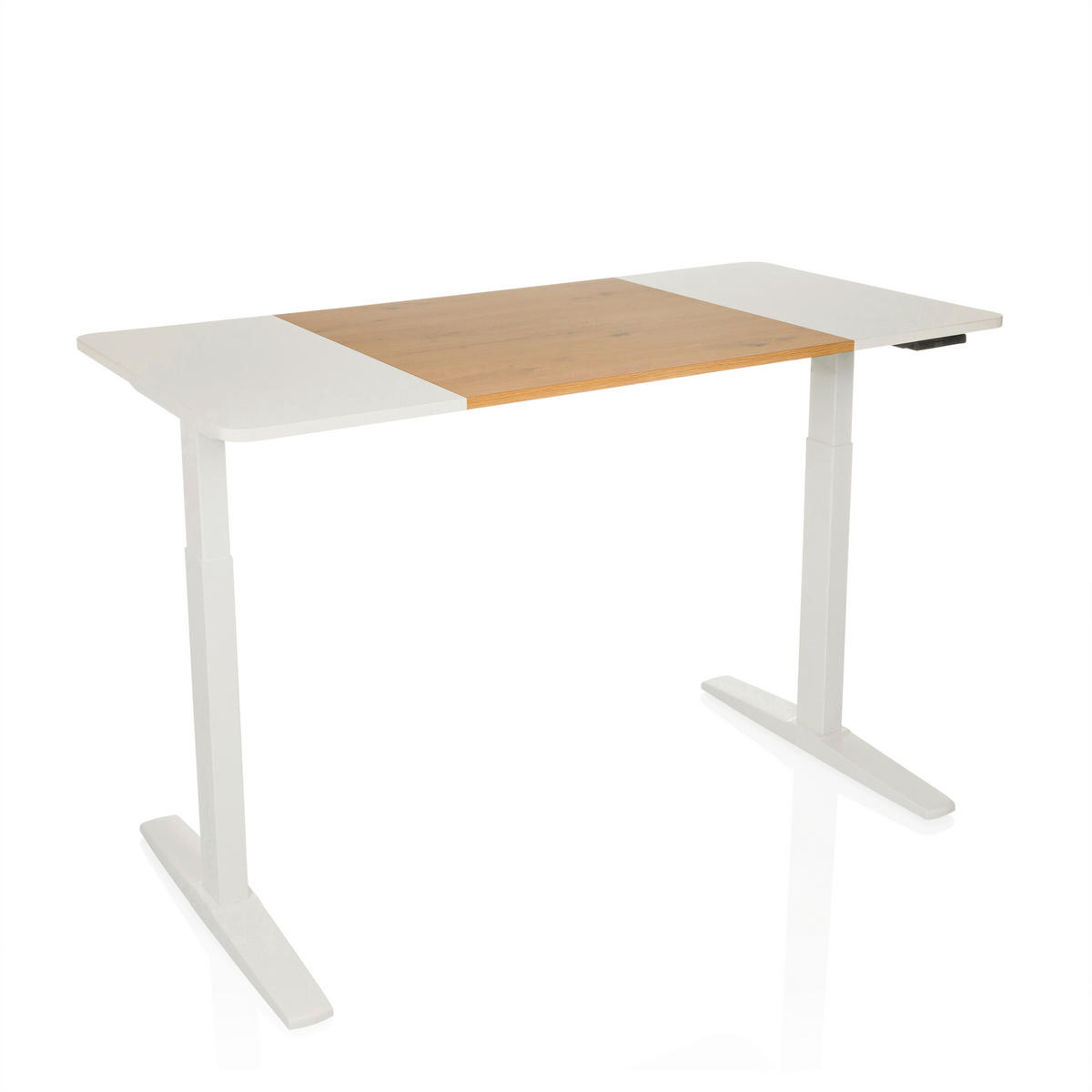 SKRIVBORD 140/70/73 - 118 cm  i vit, ekfärgad  - vit/ekfärgad, Modern, metall/trämaterial (140/70/73 - 118cm) - MID.YOU