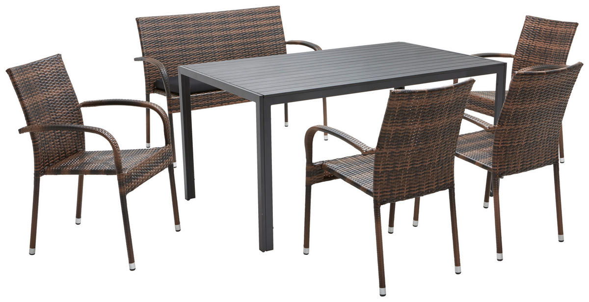 STOLICA VRTNA  sivo-smeđa  metal, plastika      - sivo-smeđa/tamno smeđa, Moderno, metal/plastika (64/87/56cm) - Ambia Garden