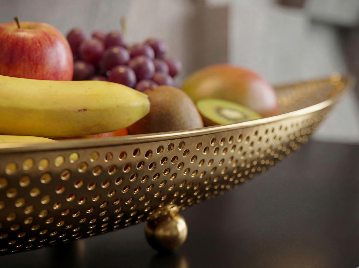 OBSTSCHALE  - Goldfarben, Design, Metall (60/9/16cm) - Livetastic