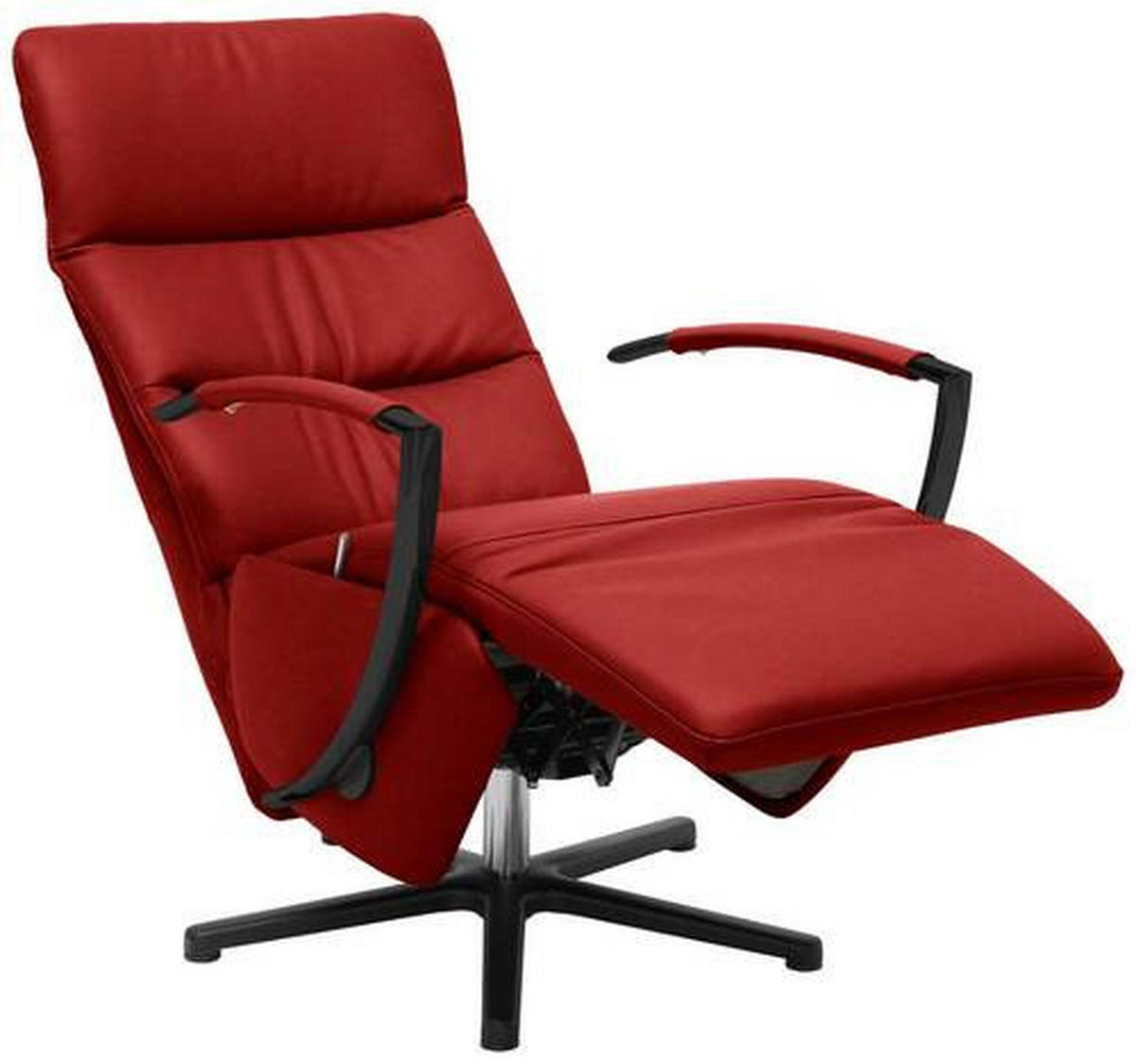 FAUTEUIL RELAX in Leder Rot  - Rot/Schwarz, Design, Leder/Metall (64/112/80cm) - Cantus