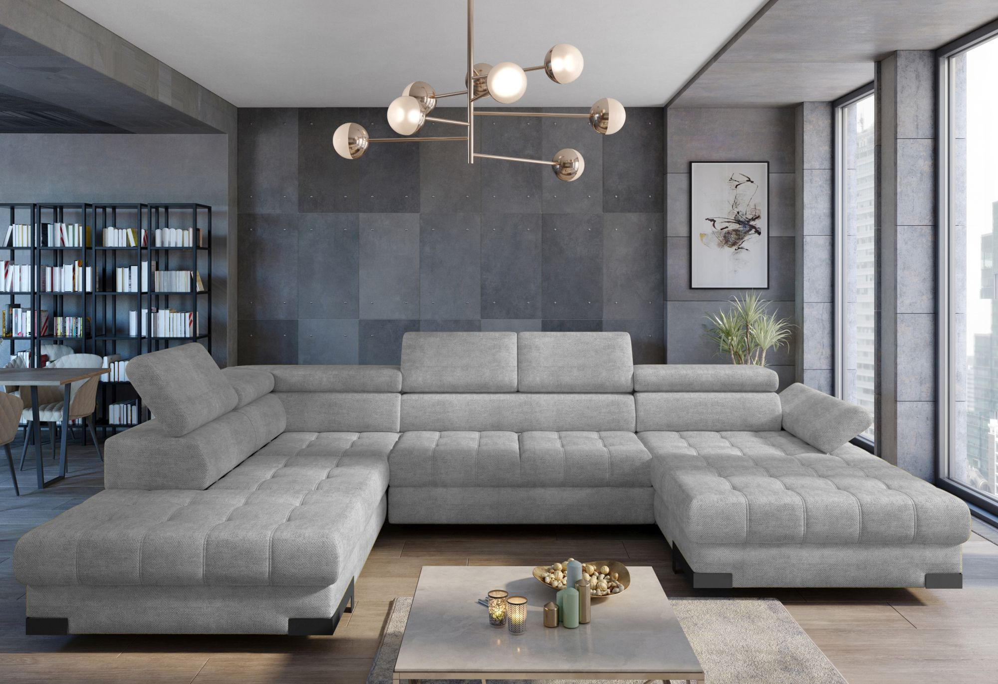 Canapea Modulară, gri - gri, Design - Welnova