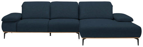 ECKSOFA Dunkelblau Flachgewebe  - Schwarz/Dunkelblau, Natur, Textil/Metall (322/195cm) - Chilliano
