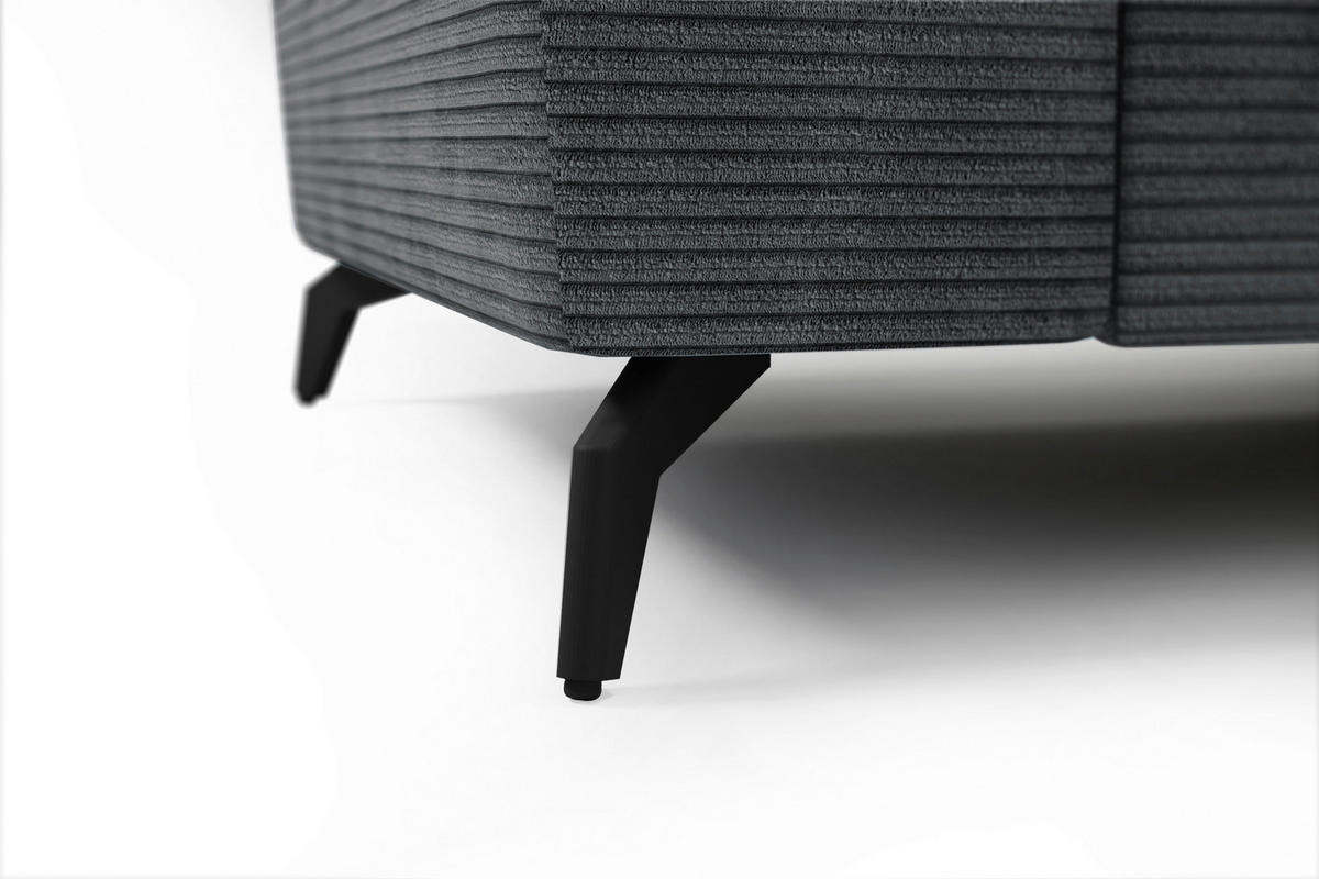 ECKSOFA in Cord Grau  - Schwarz/Grau, Konventionell, Textil/Metall (290/178cm) - Sit & More