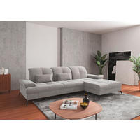 ECKSOFA in Flachgewebe Silberfarben  - Silberfarben/Schwarz, Konventionell, Textil/Metall (279/185cm) - Sit & More