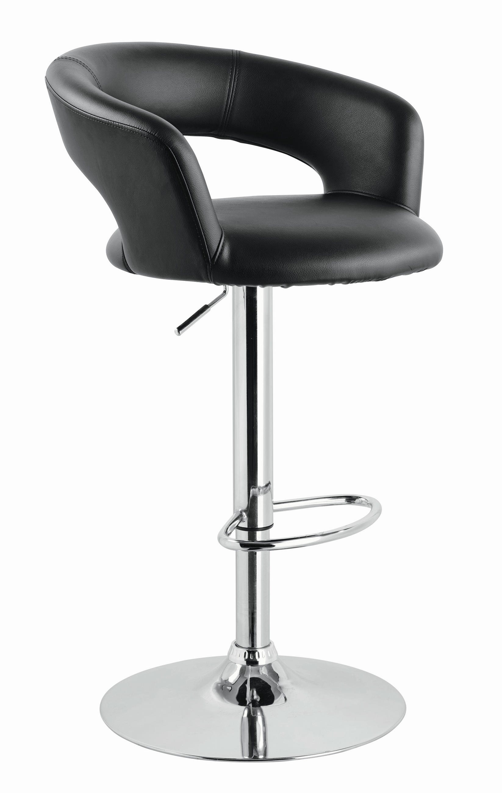 Scaun de bar in metal, textil negru, culoare crom  - culoare crom/negru, Design, metal/textil (58/86-107/57cm) - Xora