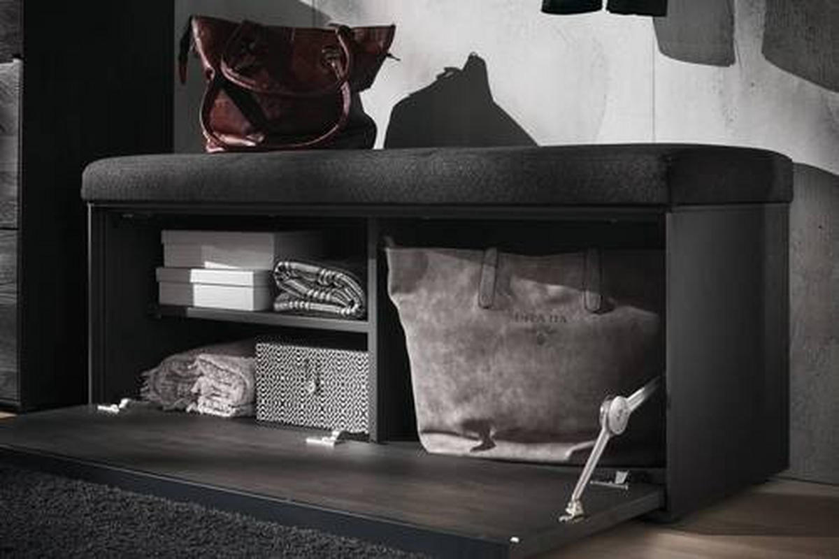 GARDEROBENBANK 118/50/41 cm  - Anthrazit, Design, Holz/Textil (118/50/41cm) - Johann Jakob