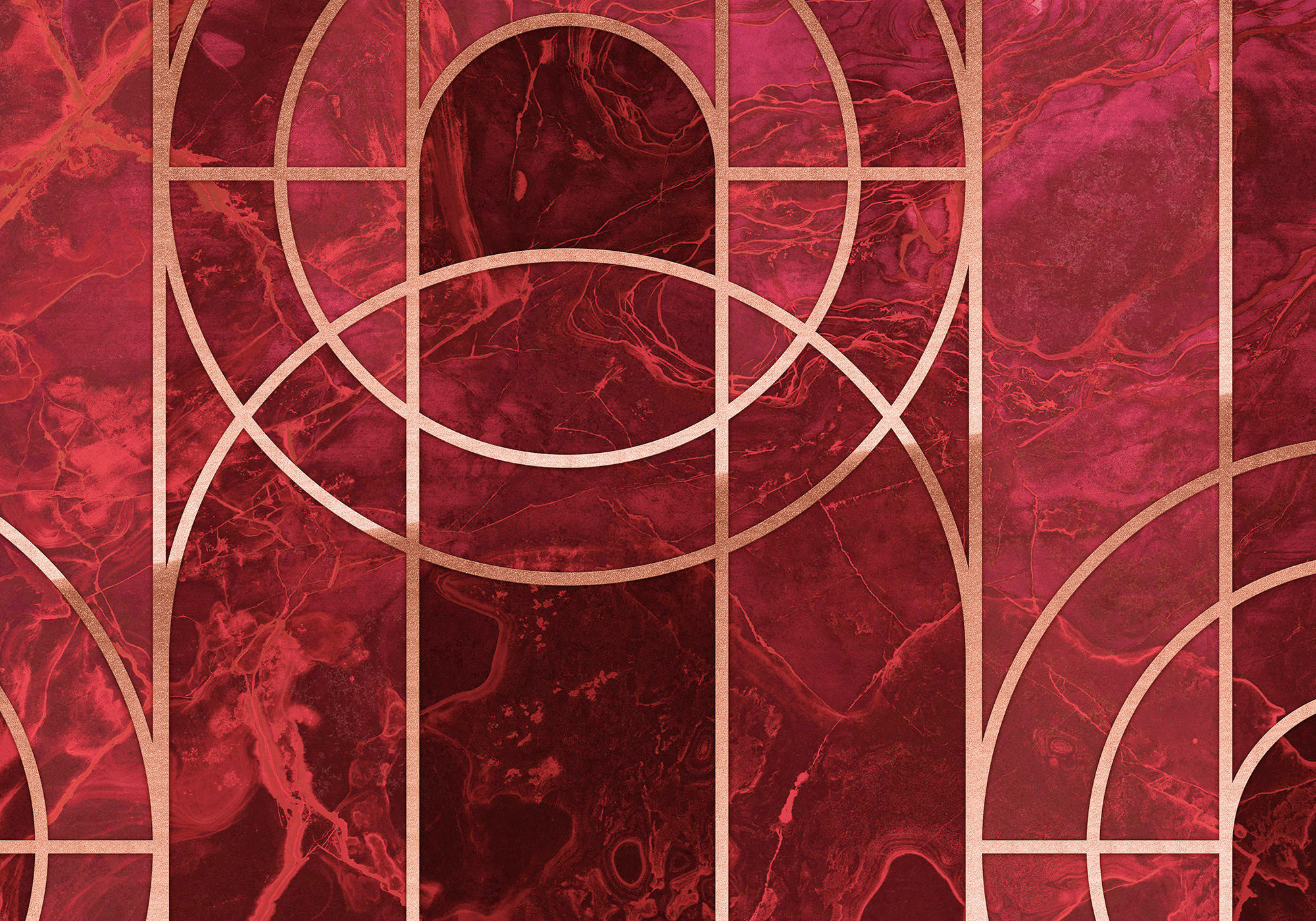 Xora Fototapete Braun, Rot, Weiß 400x280 cm