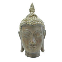 BUDDHAKOPF 12,5/23/12,5 cm  - Braun, Basics, Kunststoff (12,5/23/12,5cm) - Ambia Home