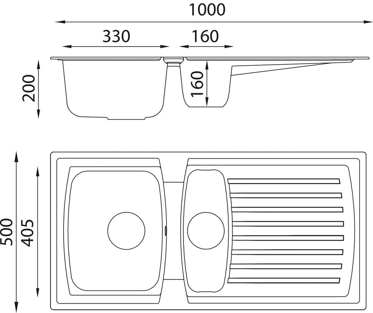 SPÜLE 1712BOSTON100X50W  - Weiß, Trend, Glas/Kunststoff (100/20/50cm) - Respekta