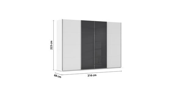SCHWEBETÜRENSCHRANK 316/223/68 cm 4-türig Schwarz, Weiß - Chromfarben/Schwarz, KONVENTIONELL, Glas/Holzwerkstoff (316/223/68cm) - Novel