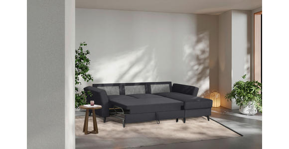 ECKSOFA Schwarz Velours - Schwarz, KONVENTIONELL, Holz/Textil (244/159cm) - Carryhome