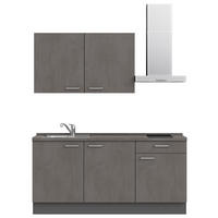 KÜCHENBLOCK 180 cm   in Schieferfarben  - Schieferfarben/Edelstahlfarben, MODERN, Holzwerkstoff/Metall (180cm) - Nobilia