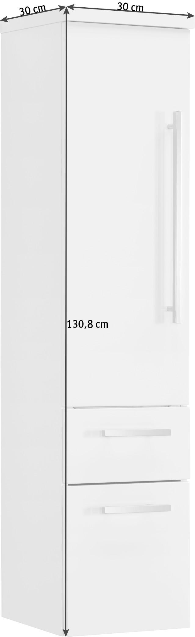 SREDNJE VISOKA OMARA 30/130,8/30 cm  - srebrne barve/bela, Design, steklo/leseni material (30/130,8/30cm) - Novel