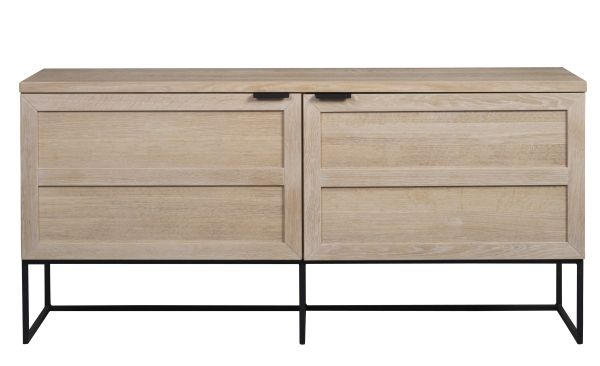 SIDEBOARD 160/76/41 cm  - svart/ekfärgad, Modern, metall/trä (160/76/41cm) - Rowico
