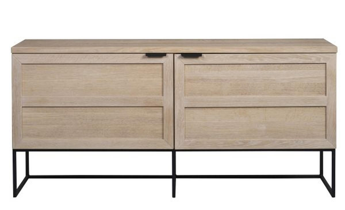 SIDEBOARD 160/76/41 cm  - svart/ekfärgad, Modern, metall/trä (160/76/41cm) - Rowico