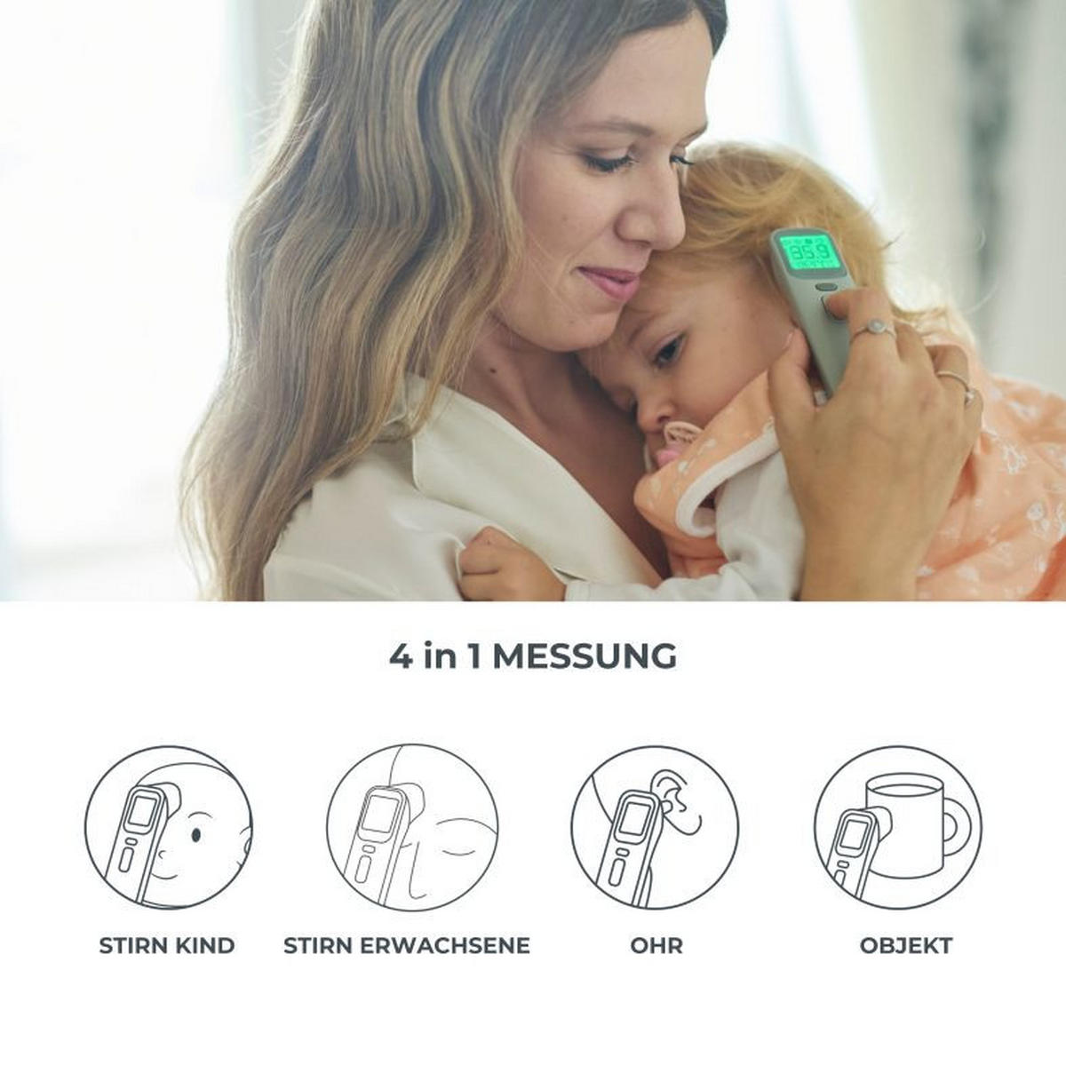 STIRNTHERMOMETER NuvitaMed  - Basics (5/5/15cm)