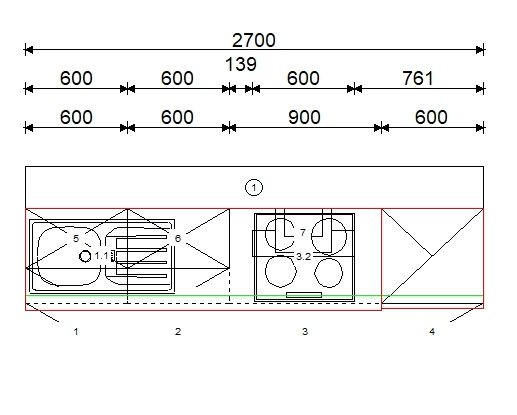 Thumbnail - Welnova Küchenblock Win, Anthrazit, Eiche, Metall, 3,1 Schubladen, nur wie online abgebildet bestellbar, 270 cm, seitenv...
