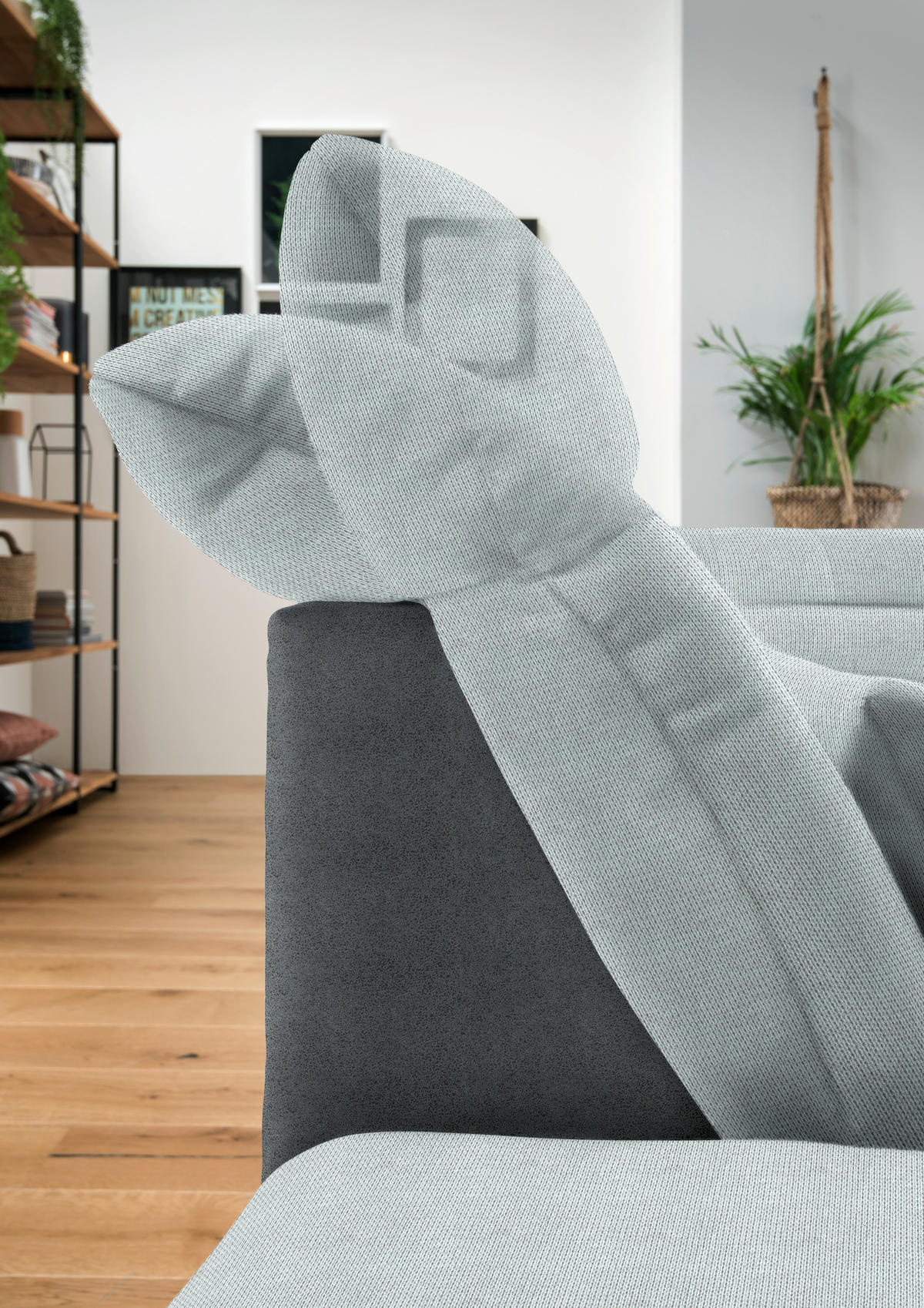 WOHNLANDSCHAFT in Mikrofaser Platinfarben  - Platinfarben/Chromfarben, Design, Kunststoff/Textil (204/350/211cm) - Xora