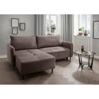 ECKSCHLAFSOFA in Cord Graubraun  - Graubraun/Schwarz, Basics, Holz/Textil (238/174cm) - Livetastic