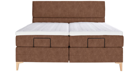 BOXSPRINGBETT 180/200 cm  in Cognac  - Eichefarben/Cognac, KONVENTIONELL, Holz/Textil (180/200cm) - Voleo