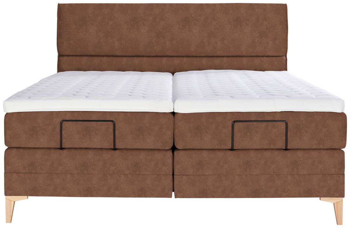BOXSPRINGBETT 180/200 cm  in Cognac  - Eichefarben/Cognac, Konventionell, Holz/Textil (180/200cm) - Voleo