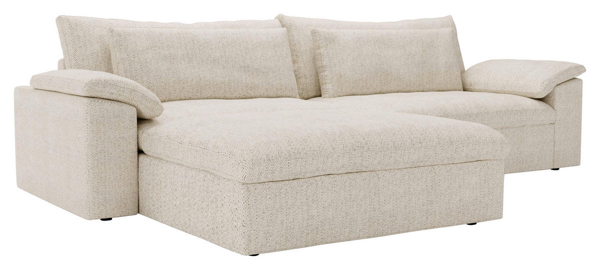 ECKSOFA  in Webstoff Beige  198/306 cm  - Beige/Schwarz, MODERN, Kunststoff/Textil (198/306cm) - Carryhome
