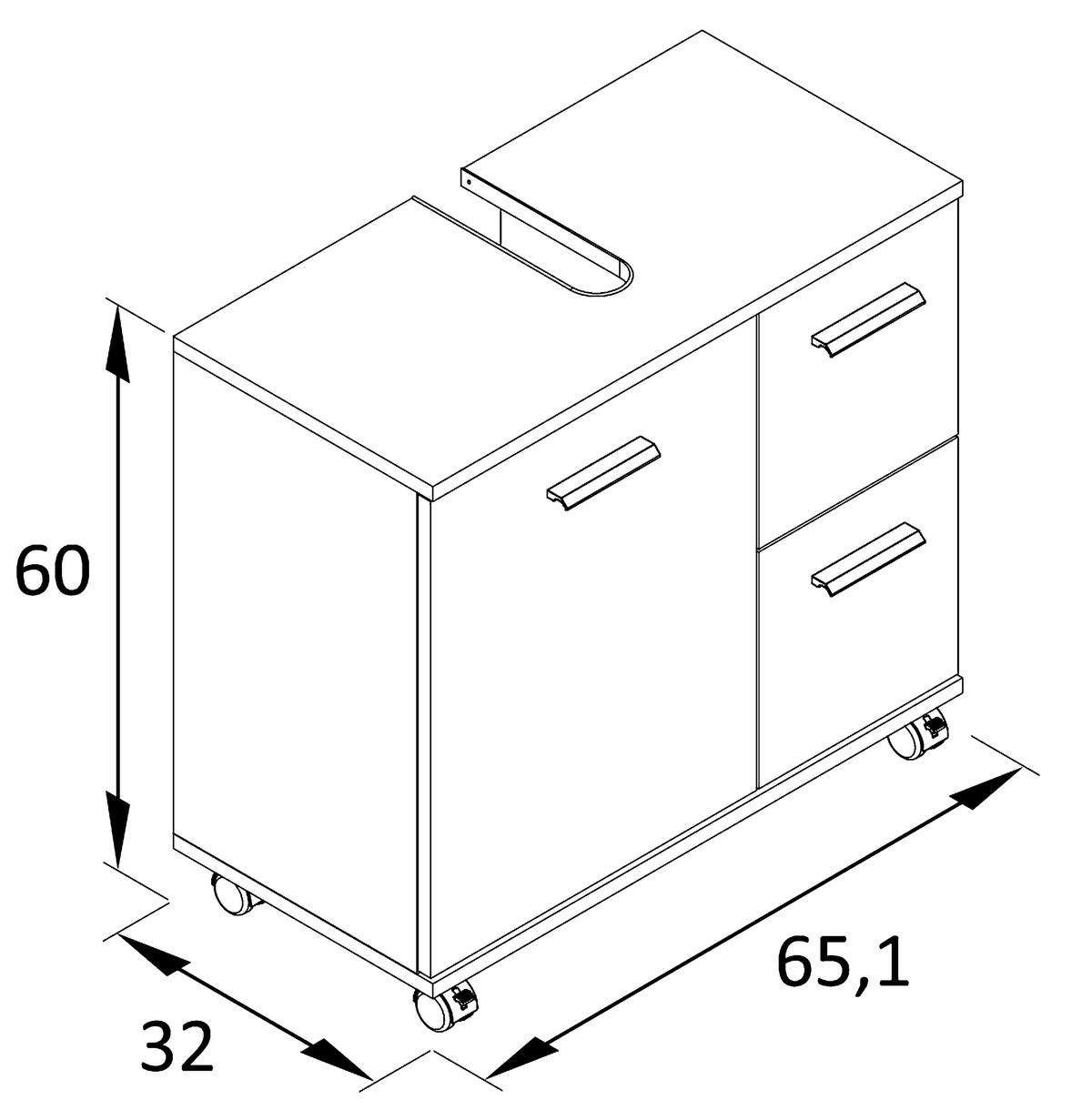 WASCHBECKENUNTERSCHRANK 65,1/60/32 cm  - Eichefarben/Anthrazit, MODERN, Holzwerkstoff/Kunststoff (65,1/60/32cm) - Stylife